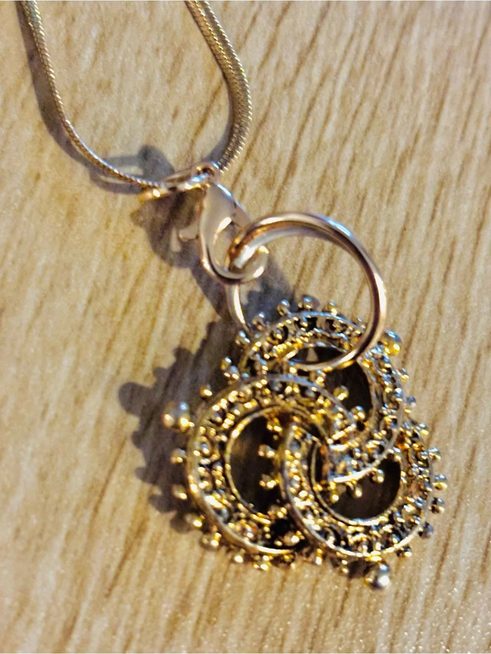 Gold Filigree Circle Pendant Necklace